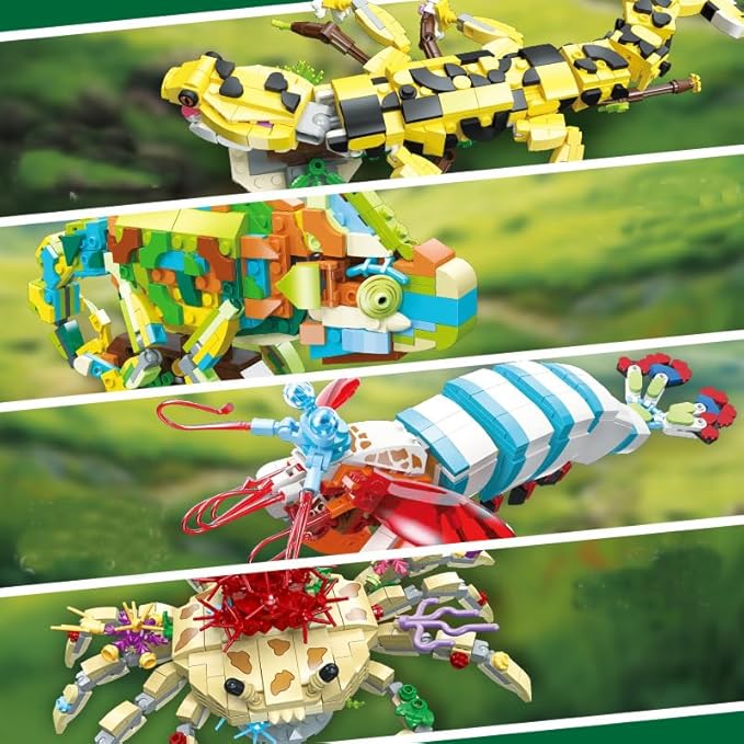370 PCS Micro Brick Leopard Gecko Building Sets,Reptile Lizard Building Kit, Animals Botanical Collection Model for Adult Toys,Home Decor and Office Art Creative Gift,for Teens Ages 6+ Kids