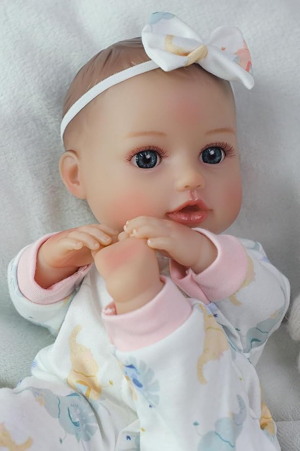 SCOM First Baby Doll Girl - 16 inch Realistic Soft Doll with Accessories, Silicone Real Lifelike Baby with Cloth Body & Vinyl for Kids 3 4 5 6 + Year Old Gifts