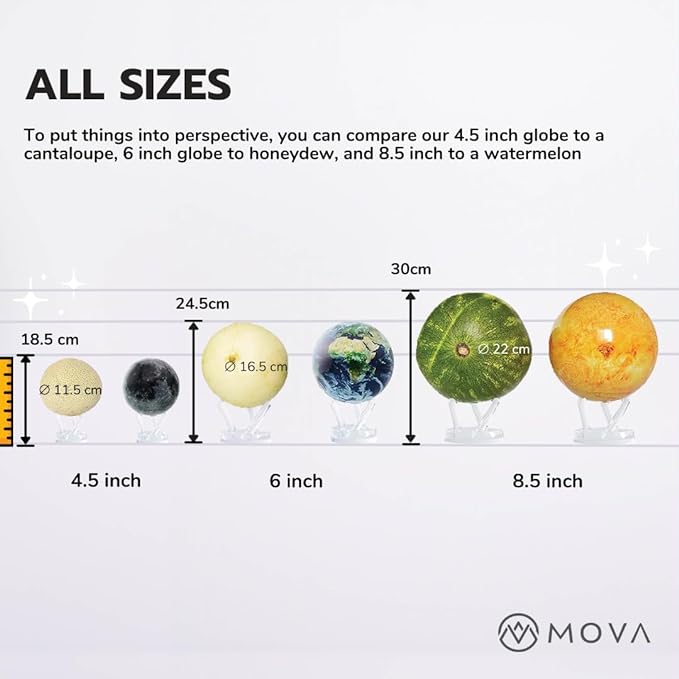 MOVA Globe – Metallic Black and Silver 4.5” | Solar-Powered Rotating Desk Globe with Minimalist Map Design | No Batteries or Cords | Modern Decor Gift
