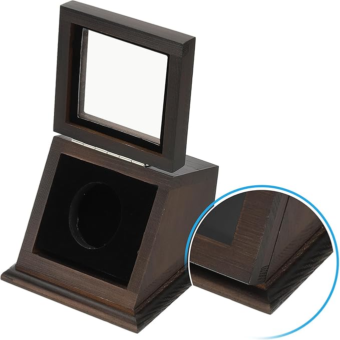 PATIKIL Coin Display Case, 1 Slot Coin Presentation Display Box Coin Box Coin Case with Coin Holder Fit 38-44.5mm Coin for Silver Dollar Collectors, Brown