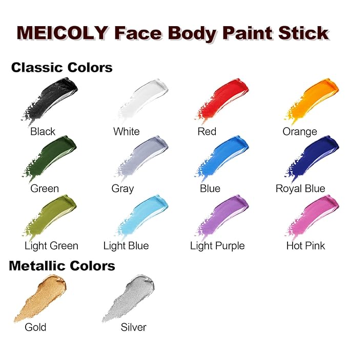 MEICOLY Green Face Body Paint Stick(1.06 Oz),Halloween SFX Cosplay Elphaba Witch Makeup,Hunting Hulk Gamora Camo Face Paint,St.Patrick’s Day Face Paint Makeup Accessories,Waterproof Green Eye Black