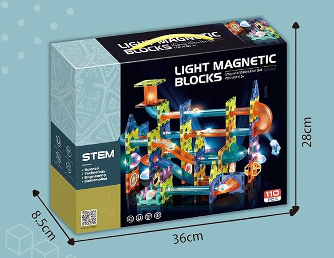 UNIQUE KIDS Magnetic Tiles Building Blocks with Marble Run STEM Toys STEAM Toys for Kids Ages 3-10+Year Old Boys Girls Best Christmas Birthday Gift (110 pcs)