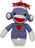 Plushland Adorable Sock Monkey, The Original Traditional Hand Knitted Stuffed Animal Toy Gift-for Kids, Babies, Teens, Girls and Boys Baby Doll Present Puppet 6 Inches (Blue)