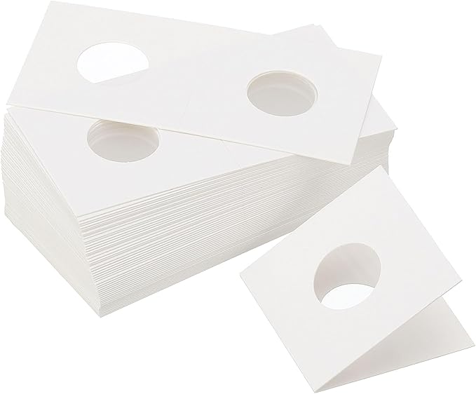 PATIKIL 2x2 Coin Flips, 350 Pack 20.5mm Cardboard Coin Holder Paper Coin Holders for Coin Collection Supplies Collector, White