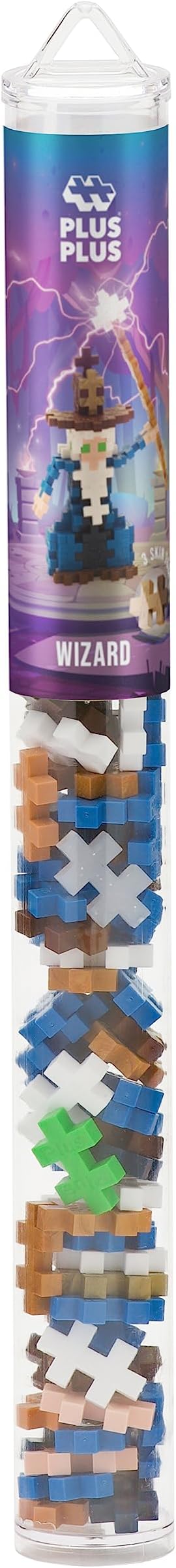 Plus Plus 3D Puzzle Cryptid Construction Building Block Set, Fun Fantasy Figures Stem Toys for Kids, 70 Interlocking Pieces - Wizard Mini Maker Tube