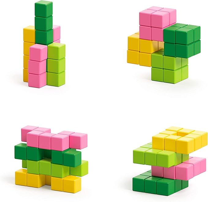 PIXIO Tropic - Tiny Magnetic Blocks Building Toy in The Pixel Art Style with Free App - 5/16" Plastic Cubes with 6 Magnets Inside - Open Ended Toy - Creativity Toy for Ages 6+ - 60pcs