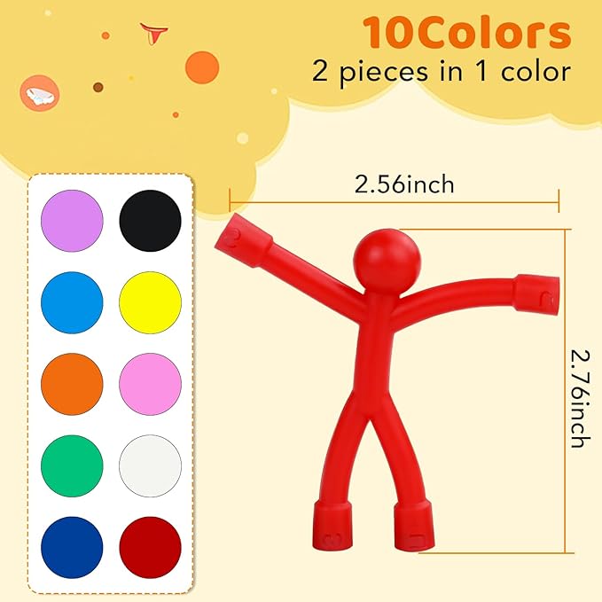 12Pcs Magnetic Toys,Colourful Travel Magnetic Men,Fridge Magnets for Kids,Whiteboard,Easter,Refrigerator,Office