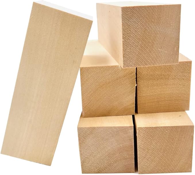 Thiecoc 6 Pcs Basswood Carving Blocks - 6x2x2 Inch Basswood for Wood Craft, Whittling