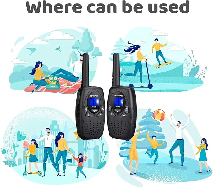 Retevis RT628 Walkie Talkies for Kids,Walky Talky,Key Lock,VOX Crystal Voice,Easy to Use, Christmas Gifts for Boys Girls Kids(Black,2 Pack)