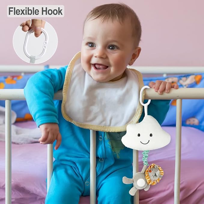 Baby Hanging Musical Toy with Music Box, Baby Lullaby Pull Musical Sensory Toys for Babies Boys and Girls, Clip On Babies Pram Pushchair Cribs Strollers Car Seats Toys, Cloud