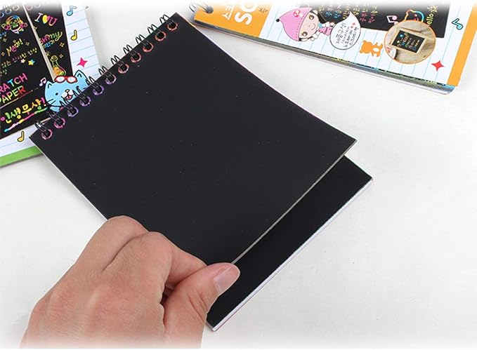 16Pack Rainbow Scratch & Sketch Note Pads, Rainbow Scratch Mini Notes with Stylus Scratch Paper 10 Pages, Drawing Notepads Small Size.(Four Colours, with Four Stylus)
