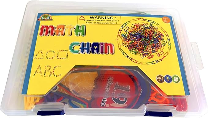 Chain Link Math Manipulatives - 240 C Clips Plastic Chain Links & 20 Ice Cream Cards for Counting & Linked Math Game - Learning Resources for Kindergarten Sensory Bin Math Links Counting Toy
