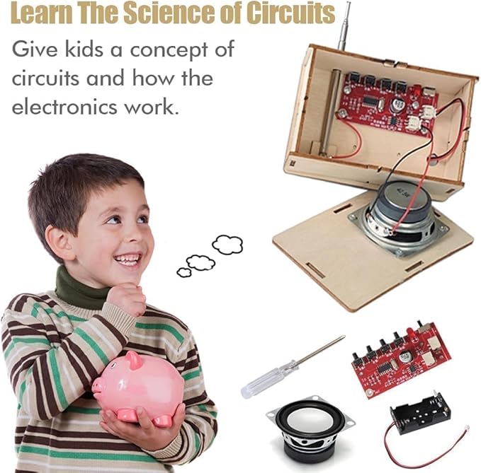 STEM Toys for Ages 6-8-13 Science Kits DIY Building Your Own Radio Crafts for Kids Stocking Stuffers Birthday Gifts for 9 11 12 14 15+ Year Old Boys Girls Teens Circuit Engineering Electronics Project