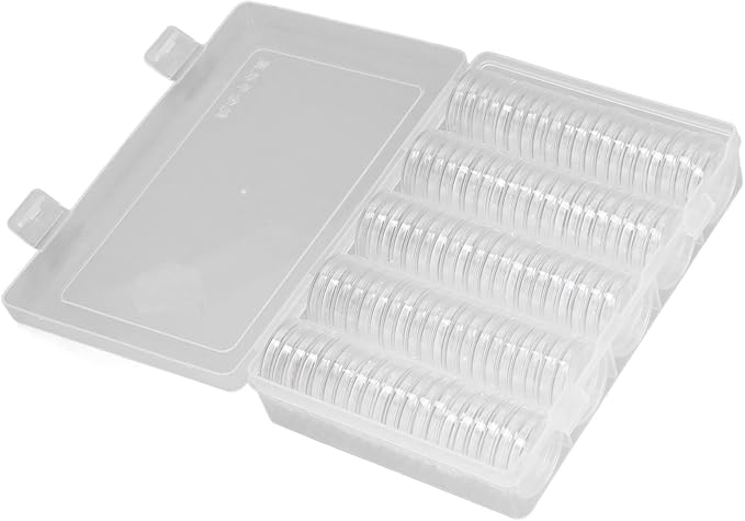 100pcs Coin Capsules 30mm, Coin Case Storage Box Coin Holder for Coin Collection Supplies