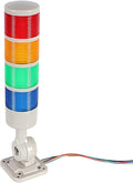 Led Signal Tower Stack Lights, Industrial Signal Warning Lights, Column Tower Lamp Andon Lights with Rotatable Base, Steady/Flashing Light Switchable,12V 24V DC(4-Layer, no Buzzer)