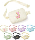 YOOLIFE Birthday Gifts for 3 4 5 6 7 8 9 10 11 12 13 Year Old Girls, Trendy Stuff Gifts for Teen Girls Kids, Initial Crossbody Bag Belt Bag for Women, Beige J