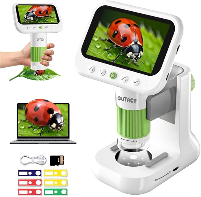 Digital Microscope for Kids,4.3" HD Screen Portable Microscope with 8 LED Lights,Educational STEM Science Toys with 8G SD Card for Photo/Video,Birthday Gifts for Boys Girls
