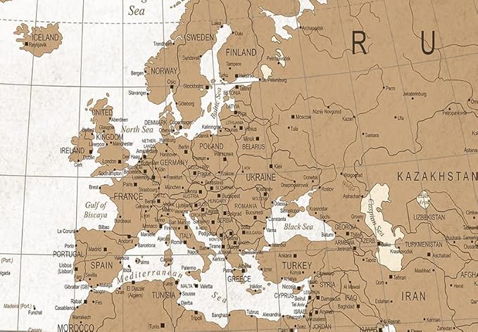 artgeist Pinboard World Map 35x24 in - Cork Board & Canvas Print Wall Art 1 pcs Memoboard with 50 Pins Noticeboard Message Board Image Picture Home Decor Travel Map k-C-10001-p-a