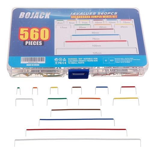 BOJACK 14 Vaules 560 pcs 2-125mm Solderless Flexible Breadboard Connecting Line Cables Breadboard Jumper Wires kit