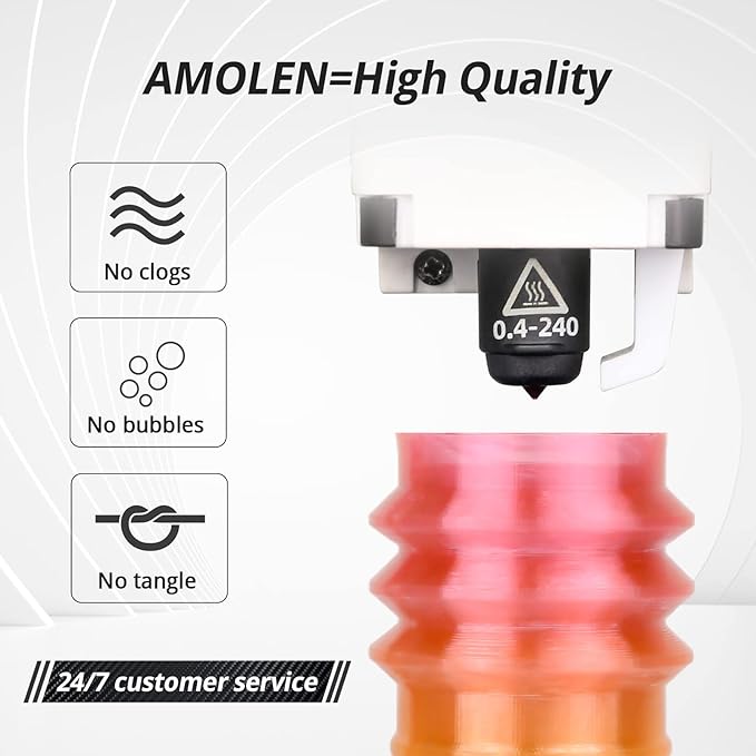 AMOLEN TPU 3D Printer Filament, Transparent Multicolor Rainbow TPU 1.75mm, Color Change Flexible Soft TPU 3D Printing Filament Supports High Speed, 1kg Spool(2.2lbs)