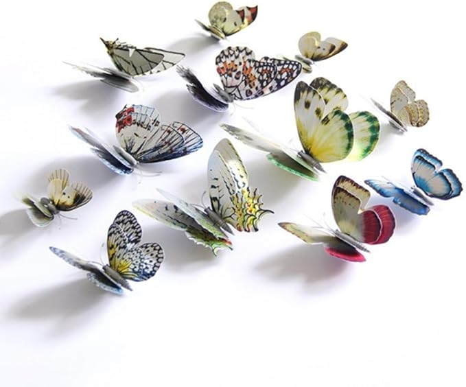 Mixed of 12PCS 3D Pink Butterfly Wall Stickers Decor Art Decorations¡­ (Silver)