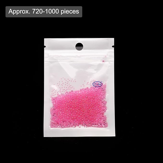 Iridescent Glass Tiny Bubble Beads, 0.4-3mm 10g No Hole Micro Mini Round Watermelon Pink Water Droplets Beads - Applications: for Resin Filler, Nail Art, Dollhouse Bath Tub