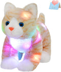 Glow Guards 14'' Light up Kitty Stuffed Animal Soft Realistic Cat Plush Toy with LED Night Lights Glow Birthday Children's Day Gifts for Toddler Kids