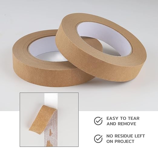 Lichamp 4 Pack Brown Painters Tape 1 inch, Brown Masking Tape 1 inch x 55 Yards x 4 Rolls (220 Total Yards)
