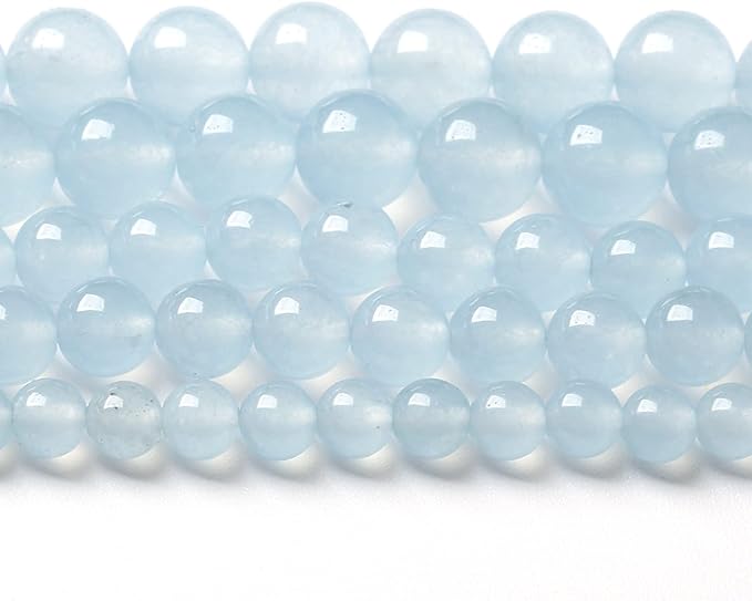 10MM 36PCS Natural Stone Light Blue Chalcedony Loose Beads for Jewelry Making DIY Bracelet Necklace…