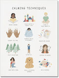 uoyien Calming Corner Classroom Mental health Posters Feelings Calming Techniques Canvas Wall Art Boho Emotions Chart for Kids Prints Special Education Wall Decor for Office School 12x16in Unframed