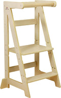 Damoch Family® Adjustable Wooden Learning Helper and Kitchen Tower for Kids - Montessori-Inspired Toddler Tower and Stool for Safe Participation in Kitchen Activities