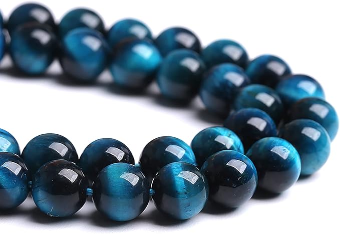 160PCS 4MM Blue Tiger Eye Beads Natural Stone Gemstone Spacer Loose Beads for Jewelry Making DIY Bracelet Semi Precious Beads Strand 2 Strands