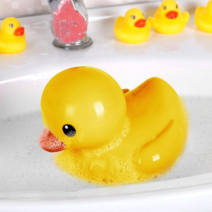 XL Jumbo Large Rubber Duck Bath Toy - No Hole Giant Duck, Waterproof Big Duckie Baby Shower Water Toy Without Hole for Kids Home, Decor, Party Gift 8-Inches (Yellow)