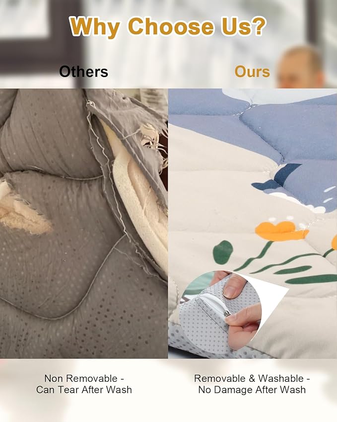 Premium Foam Baby Play Mat 74" x 50" – Removable & Machine Washable Cover, Extra Thick Padding Playpen Mat, Non-Slip Crawling Mat, Easy to Clean for Infants, Toddlers & Babies