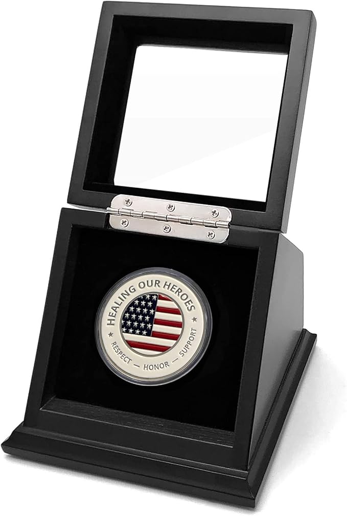 Challenge Coin Display Case 1.5-1.75 Inch 38-44.5 mm Coin Holder 1 Slot (Black, 1 Slot)
