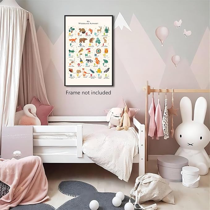 Alphabet Woodland Animal Poster for Toddlers - Educational Learning Poster for Wall, Classroom & Nursery - 24x36in Unframed