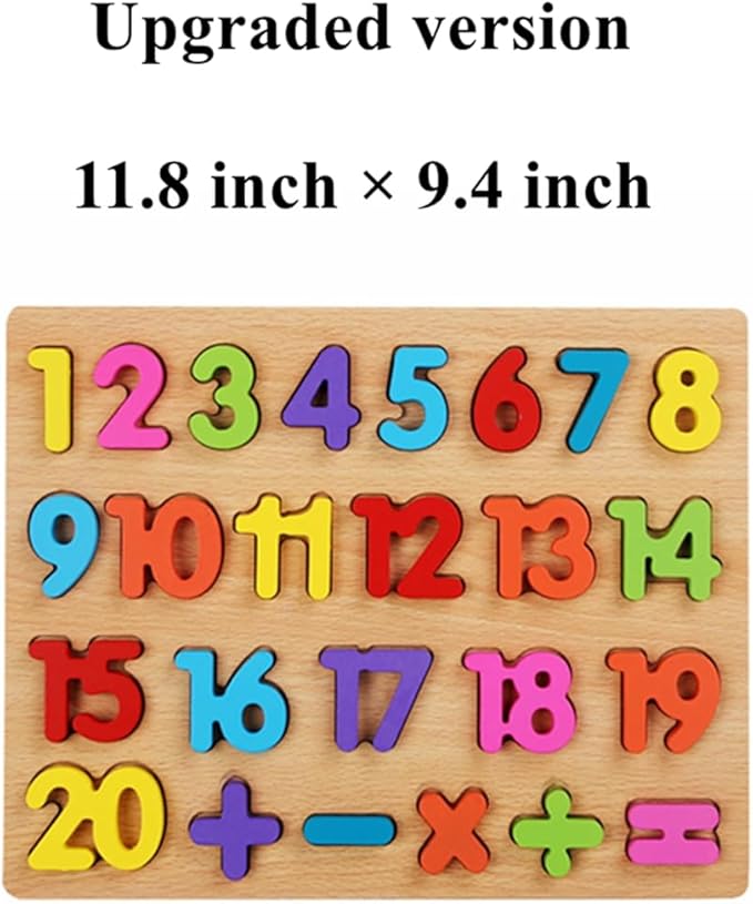 Wooden Puzzles for Toddlers, Alphabet and Number Puzzle, Preschool Educational Learning Toys with Chunky Wood ABC Puzzle Board, for Girls Boys Kindergarten