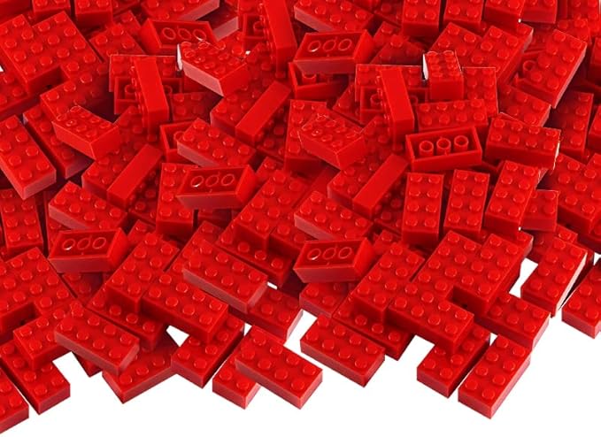 Feleph 100pcs 2x4 Bricks Red Parts Pieces Building Blocks Classic Creative Play Set Toy Accessories Compatible with 3001 Major Brick Brands