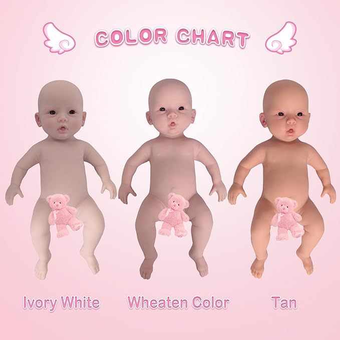 YIQI 18.5 inches Full Silicone Newborn Baby Doll not Vinyl Soft Silicone Baby Lifelike Reborn Doll Present Collectible Washable (Ivory White)