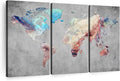 ElephantStock Artistic Touch World Map Multi Piece Canvas - 3 Panel Wall Decor - Map of the World Art - Canvas for the Office and Home - 74" X 48"