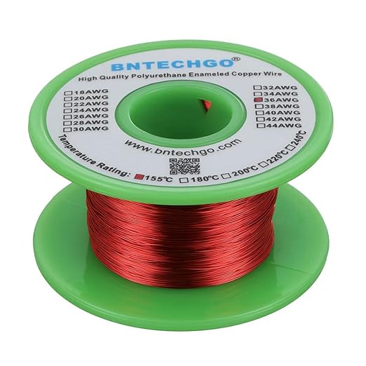 BNTECHGO 36 AWG Magnet Wire - Enameled Copper Wire - Enameled Magnet Winding Wire - 4 oz - 0.0049" Diameter 1 Spool Coil Red Temperature Rating 155℃ Widely Used for Transformers Inductors