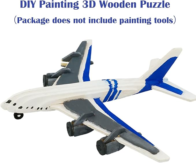 Georgie Porgy 3D Wooden Puzzles for Kids Toys Construction Woodcraft Kits DIY Model Puzzle Kits Birthday Gifts Pack of 3 (Biplane Helicopter Civil Airplane)