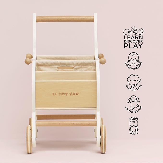 Le Toy Van - Educational Wooden Toy Role Play Grocery Store Shopping Trolley | Boys Or Girls Pretend Play Supermarket Playset - for Ages 3+