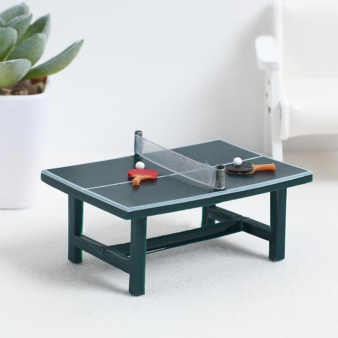 NUOBESTY Miniature Pong Table Tennis Paddle Set Doll Mini Sports Dollhouse Furniture Decoration Accessories