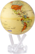 MOVA Globe – Political Map Yellow 4.5” | Vintage-Style Rotating Globe Powered by Light | No Batteries or Cords | Antique World Map for Home or Office Decor