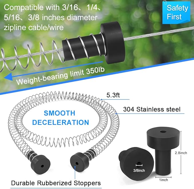 X XBEN 180FT Zip line Kits for Backyard, Zip Lines for Kid and Adult, Included Swing Seat, Ziplines Brake, and Steel Trolley, Outdoor Playground Equipment