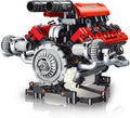 39006 V8 Engine Model Kit, Runnable, Build Your own STEM Visible Mini V8 Engine Model Kit with Lights, Adult and Adolescent Physics Science Experiment Building Block Set (660 Pcs)