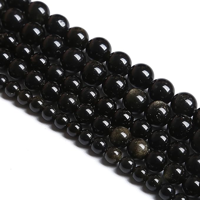 10MM 38PCS Natural Stone Golden Obsidian Loose Spacer Beads for Jewelry Making DIY Bracelet