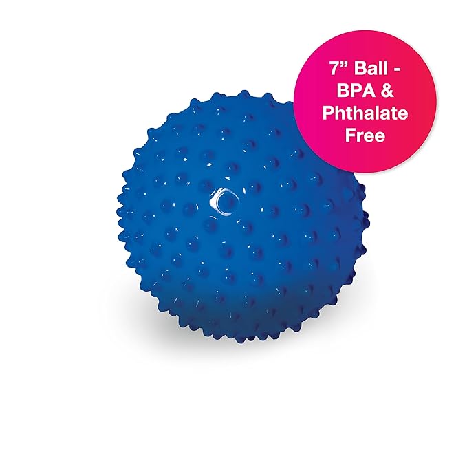 Edushape Original Sensory Ball for Baby - 7" Deflated Blue Color Baby Ball Helps Enhance Gross Motor Skills for Kids 6 Months & Up