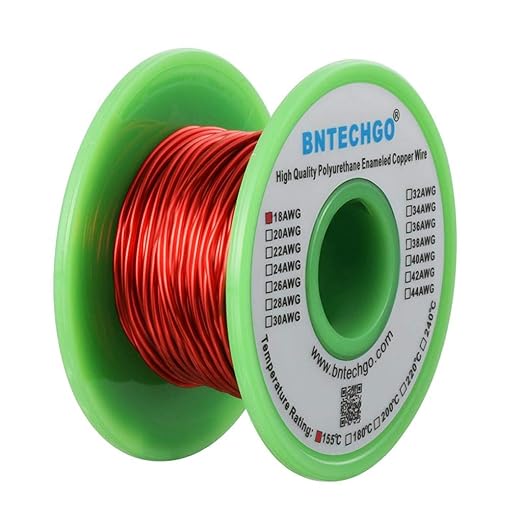 BNTECHGO 18 AWG Magnet Wire - Enameled Copper Wire - Enameled Magnet Winding Wire - 4 oz - 0.0393" Diameter 1 Spool Coil Red Temperature Rating 155℃ Widely Used for Transformers Inductors